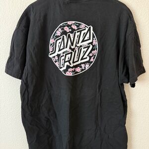 Santa Cruz Black Men's Cherry Blossom Logo Short Sleeve Tee Shirt Size 2XL
